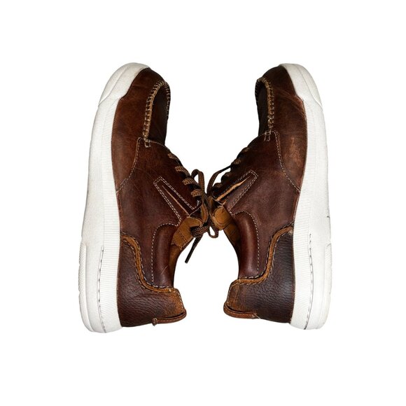 Clarks Brown Leather Casual Shoes Size 10M With White Rubber Sole For Men - Picture 5 of 8
